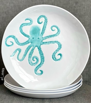Sigrid Olsen Coastal STARFISH & OCTOPUS 11  Dinner Plates  - Melamine - Set of 4