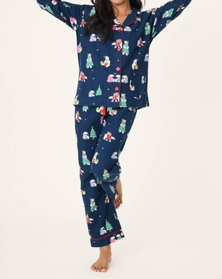 Pj Salvage Bearly Awake 3-Piece Flannel Pajama Set Navy