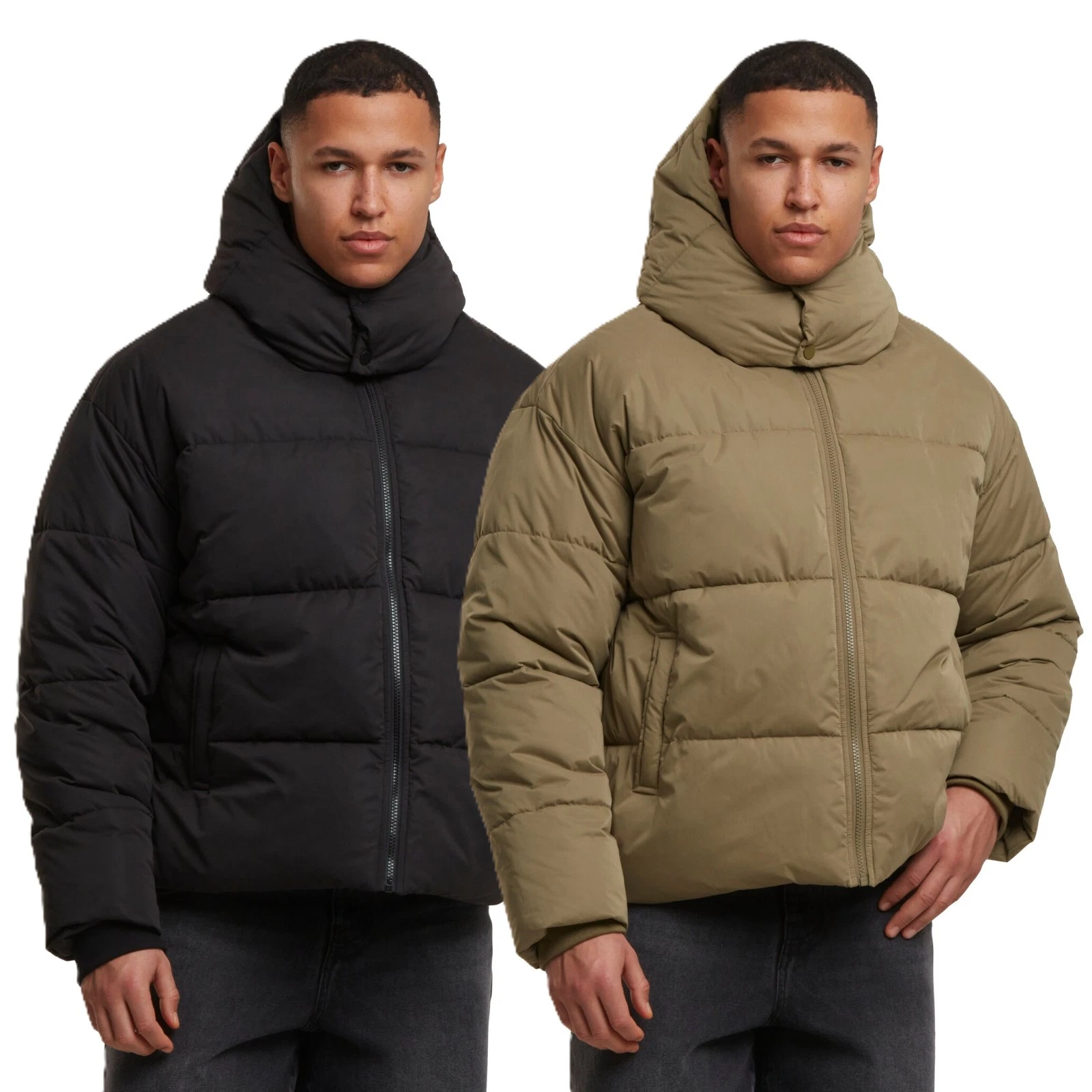 Urban Classics Puffer Jacket With Flap Hood Men's Quilted Modern Nylon New