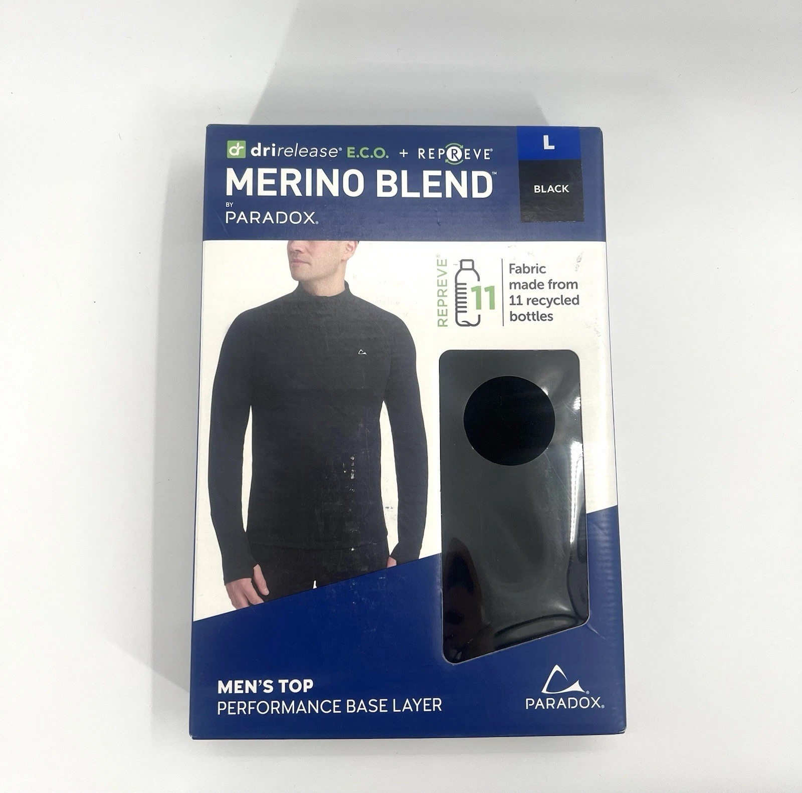 Paradox Men’s 1/4 Zip Merino Blend Performance Base Layer Top Black Large