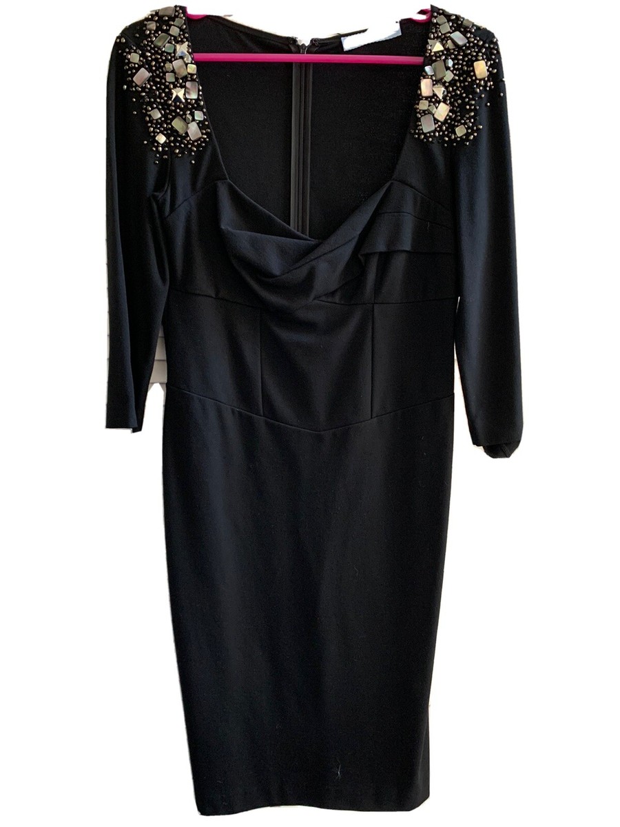 jeweled black dress Small 60s Black Deco Jeweled Cocktail Dress – Flying Apple Vintage main image 1