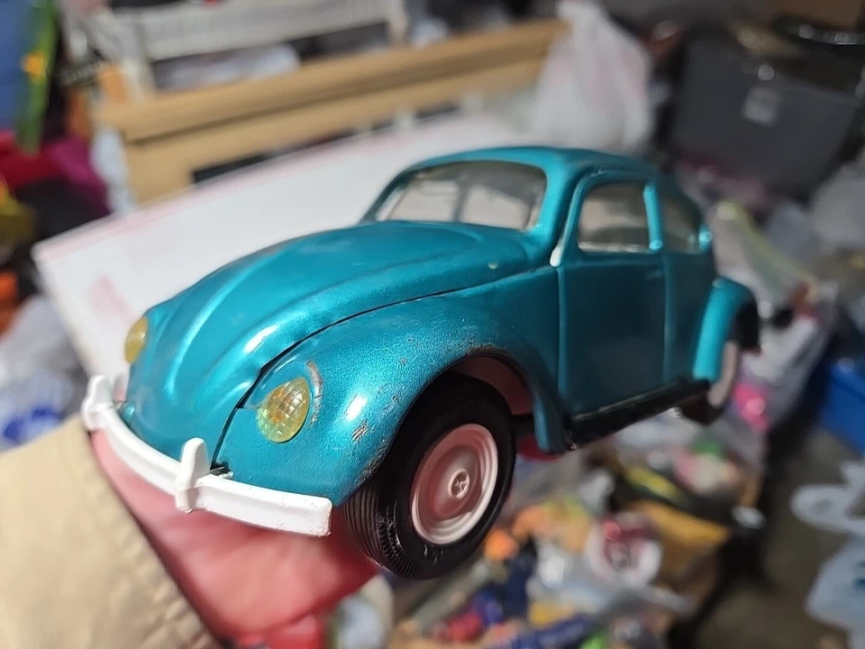 Vtg TONKA 1960'S Pressed Steel Volkswagen VW Beetle Bug 1:18 ? BLUE-GREEN - Image 4 of 4