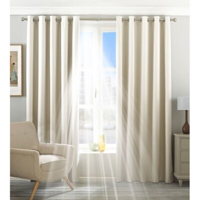 Riva Eclipse Ösen Verdunkelung Thermo Vorhänge, Elfenbein Creme, 117 cm B x 137 cm Tropfen