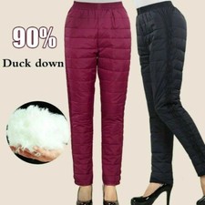 Damen Puffa Puffer Hose Ente Down Gepolstert Gesteppt Außen Winter