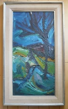 CHRISTIAN TITLE, LISTED CALIFORNIA MODERN IMPRESSIONIST IMPASTO ABSTRACTION OIL