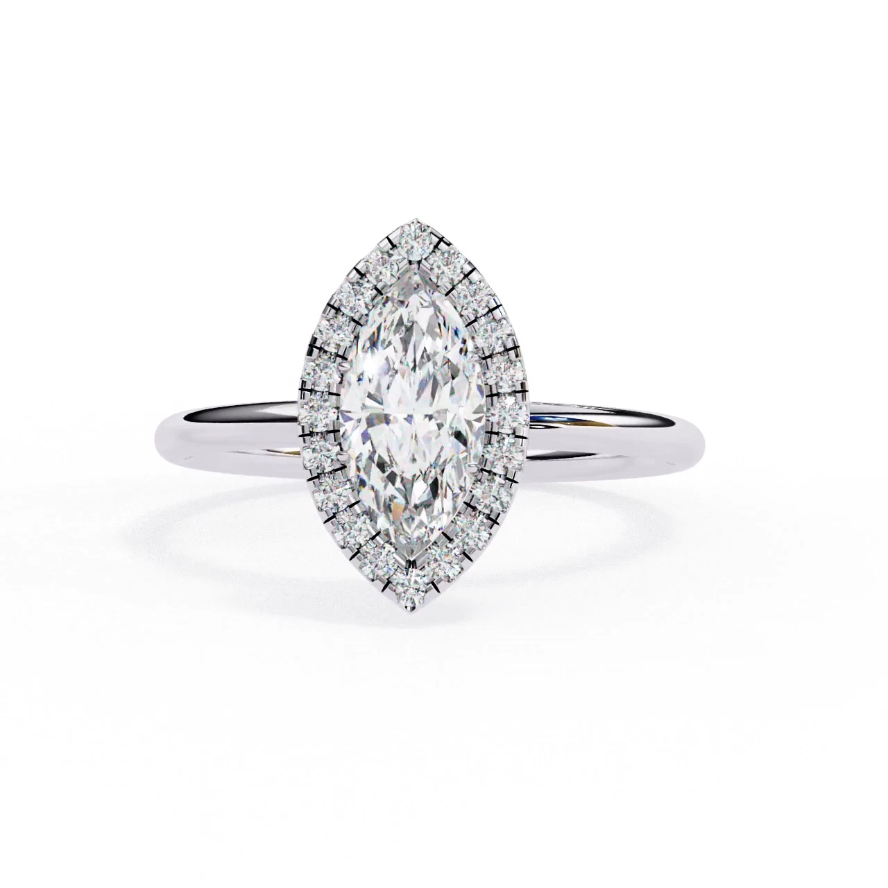 0.98 CT Marquise Lab Grown Diamond Engagement Ring IGI Certified 14k Gold image-2