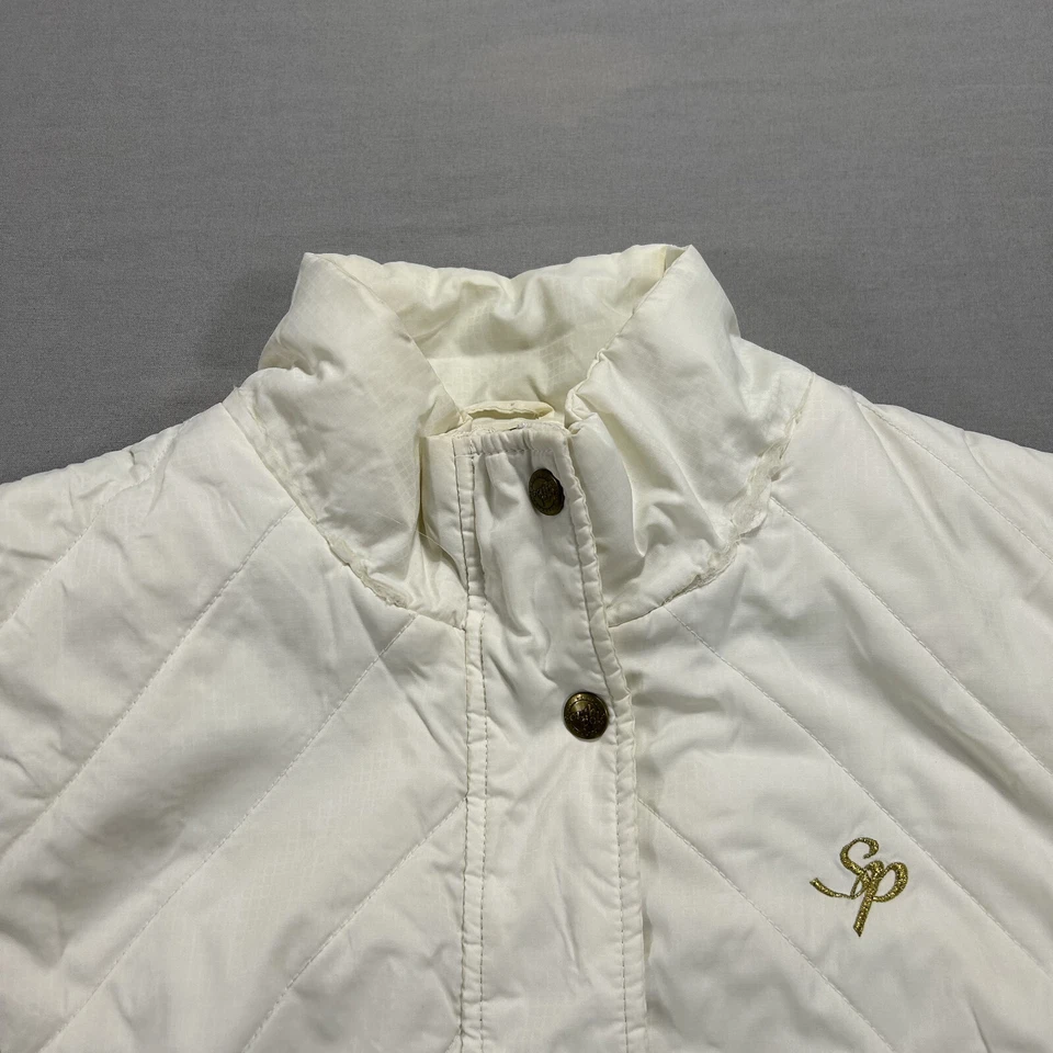 Colete acolchoado South Pole feminino XL branco forrado com zíper completo preenchimento hip hop Y2K feminino - Imagem 4 de 4