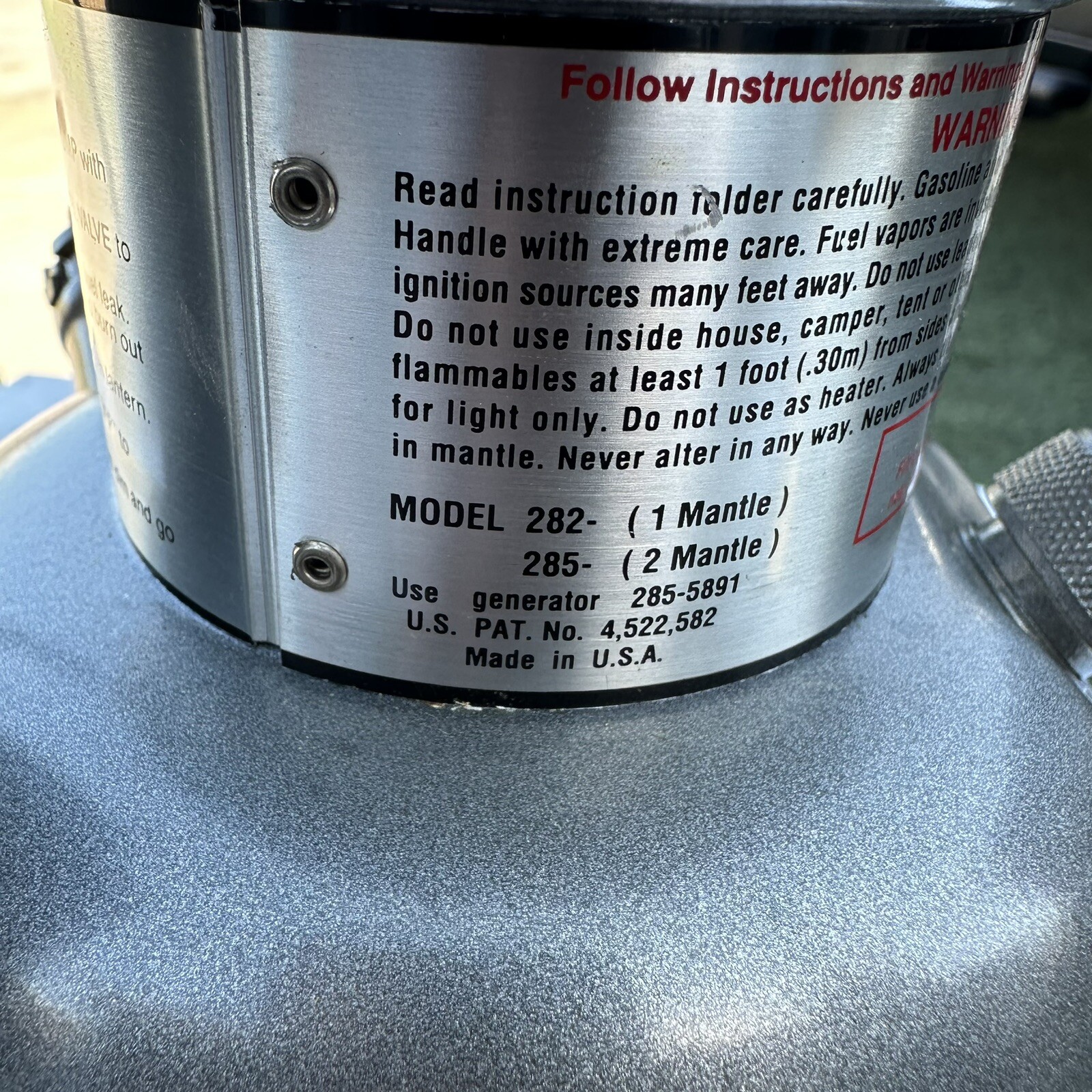 Coleman Dual Fuel Lantern 2-Mantle Model 285 August 1994With Case Untested