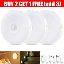 LED Motion Sensor Detection Night Lights Stick On Cupboard Cabinet Stairs