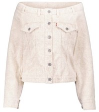 Ganni X Levi's® Off-shoulder Floral-print Denim Jacket Size Medium Rrp £275