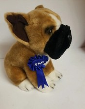 Boxer Dog FAO Schwarz Plush Blue Ribbon Stuffed Dog Animal 2012 Displayed only