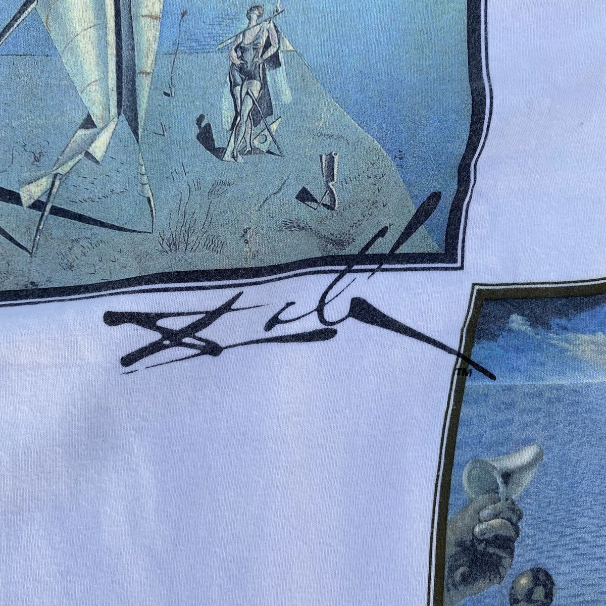 90s RARE! XL 23×30 vintage Salvador Dali tshirt all over print