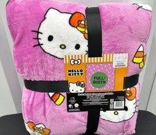 Hello Kitty Pink Pumpkin Halloween Full/Queen Blanket 2024 90" x 90" NWT