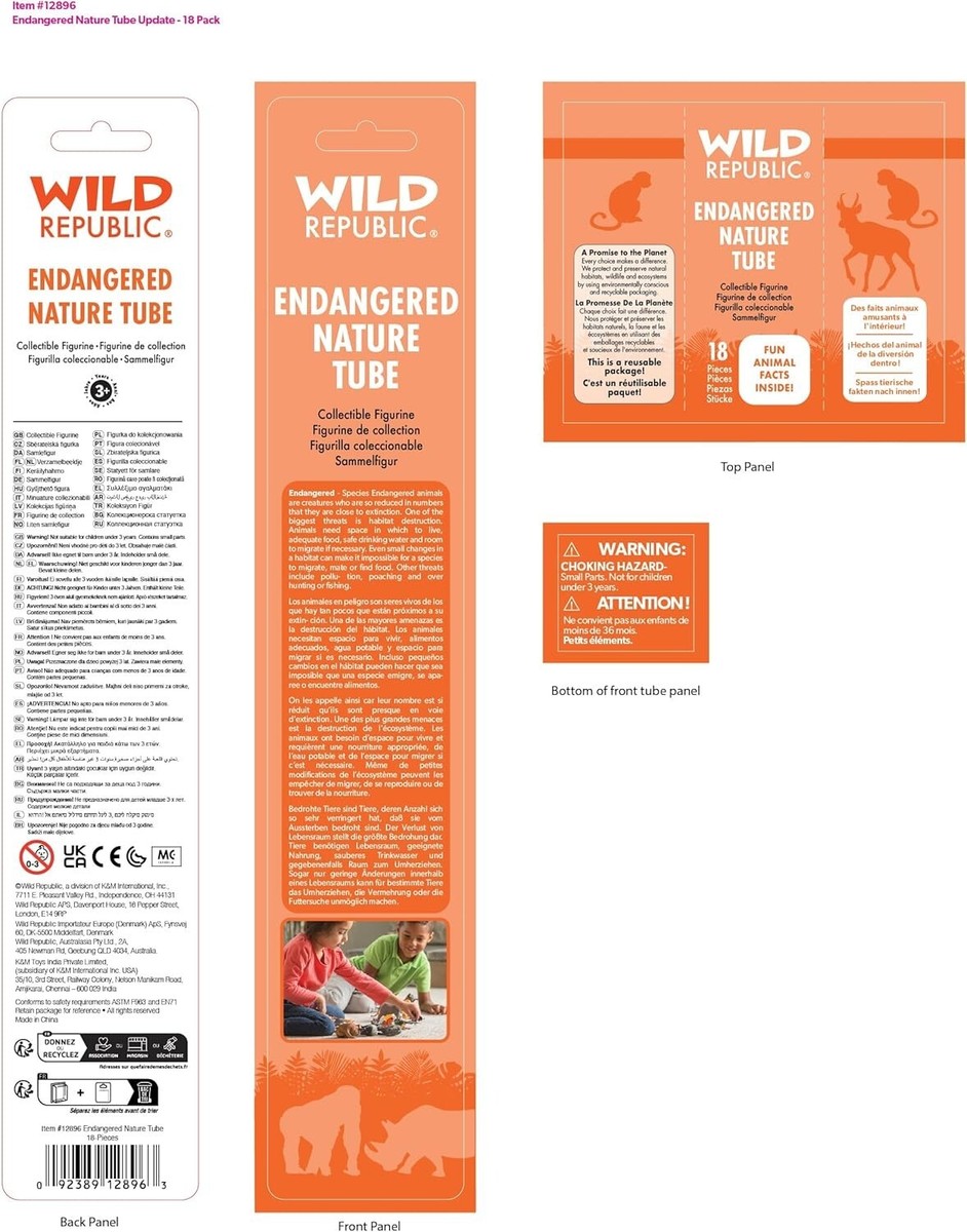 Wild Republic - Endangered Nature Tube - 18 Animals with Fun Facts