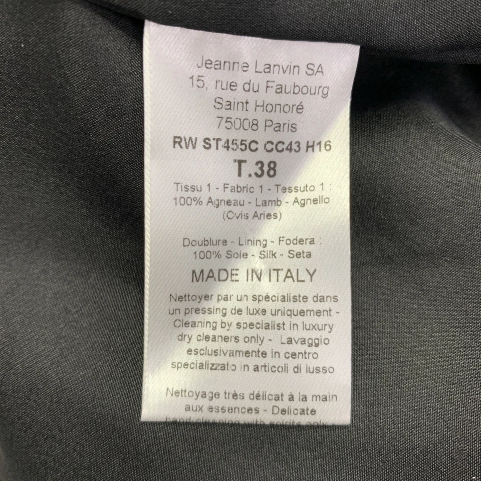 LANVIN 2016 размер M черная кожаная юбка длиной до колена из овечьей кожи с оборками тюльпан - Изображение 4 из 4