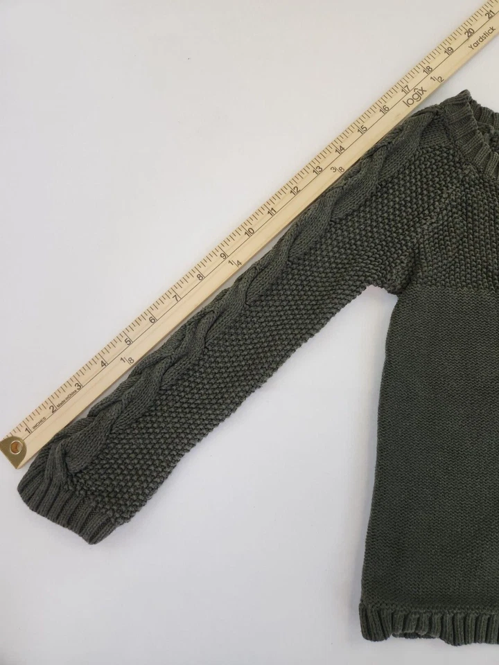 Old Navy Cable Knit Cardigan Sweater Size 4T 4A Olive Babydoll Dress Button - Image 4 of 4