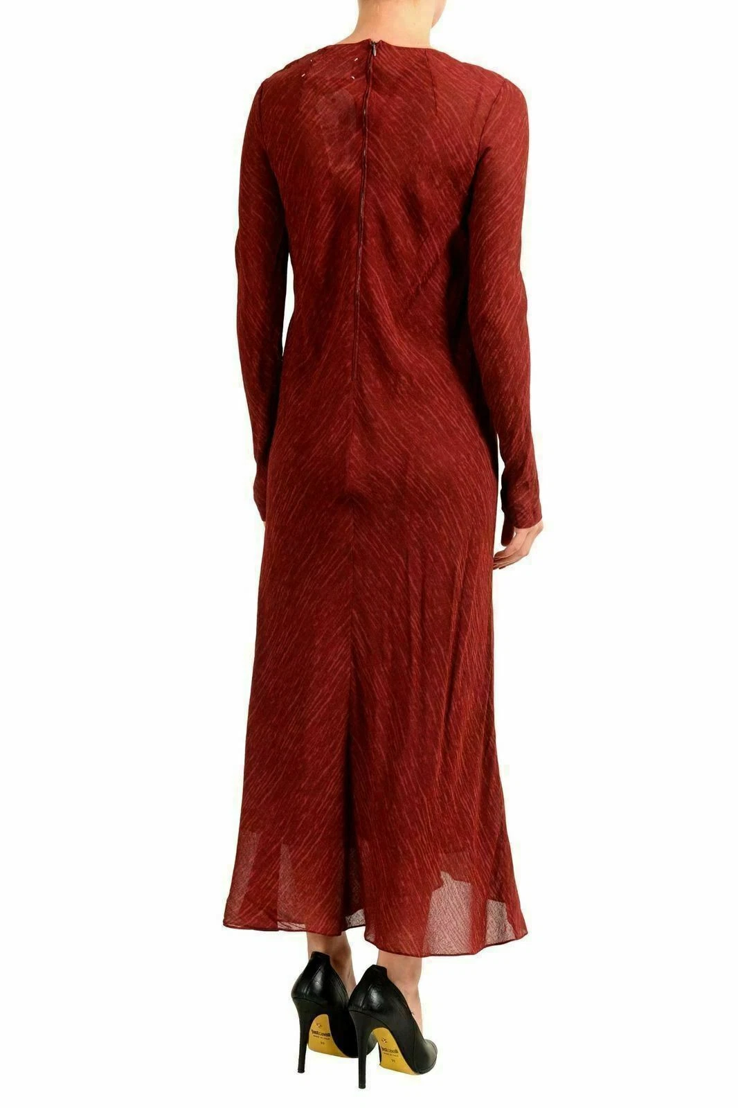 Maxi Abito Maison Margiela 4 Donna Borgogna Maniche Lunghe US S IT 40