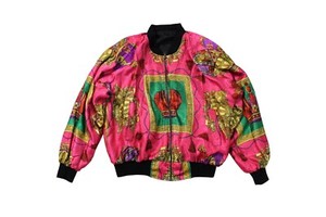 Vintage Baroque Scarf Print Bomber Jacket