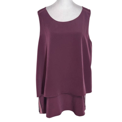 DG2 Diane Gilman Burgundy Tank Top with Sporty Stripes Size XL Oxblood Tank Top