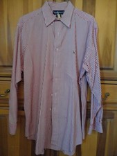 Men's Polo Ralph Lauren Red Large Striped Long Sleeve Shirt