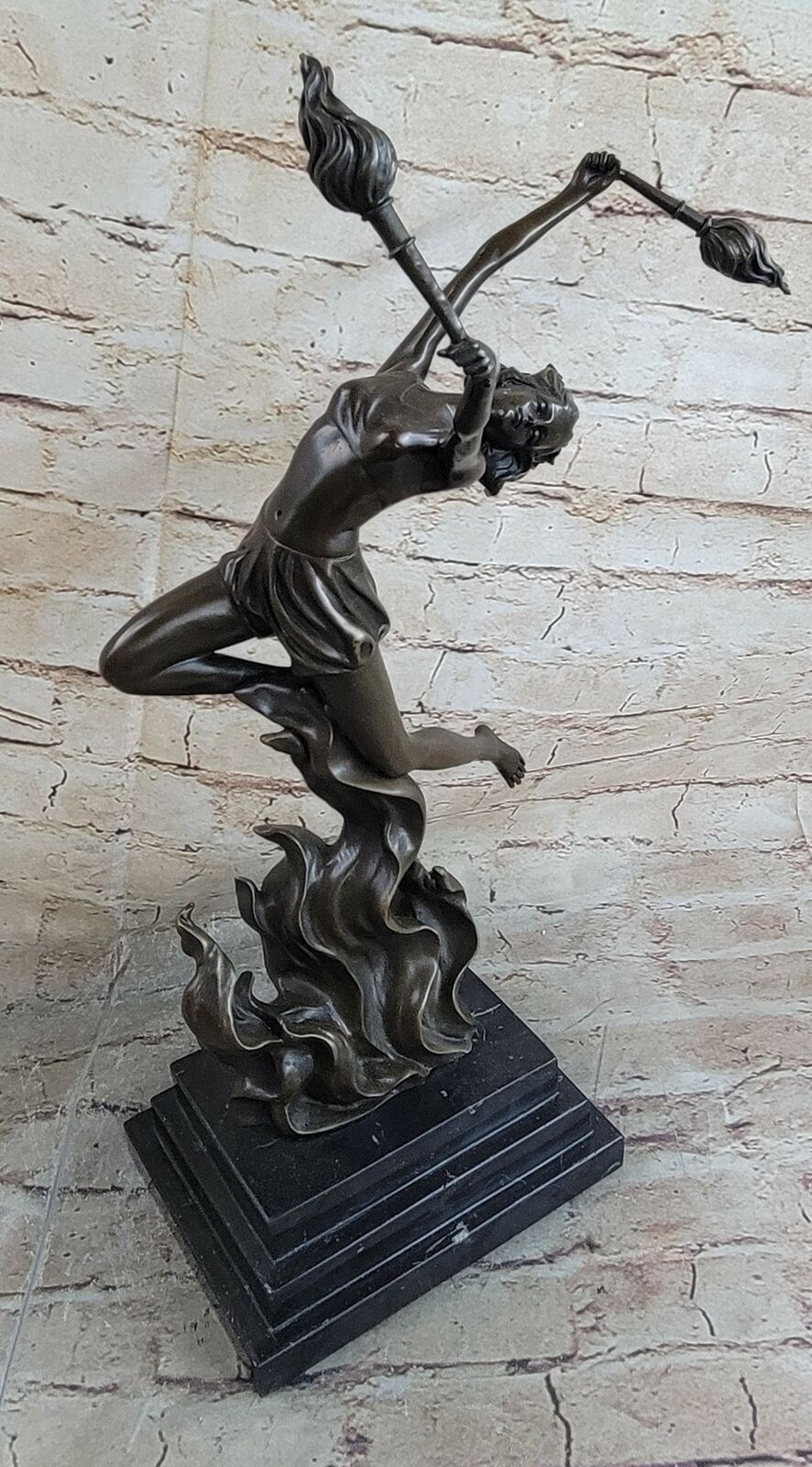 Bronze Sculpture The Flame Leaper Art Deco Woman Torch Dancer Fire Dancer Deal