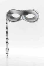 Masquerade Gold or Silver Half Mask on a Stick