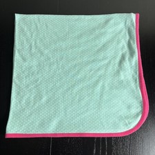 Just One You Carter's Baby Girl Blanket Aqua Blue/White Polka-Dots w/Pink Trim
