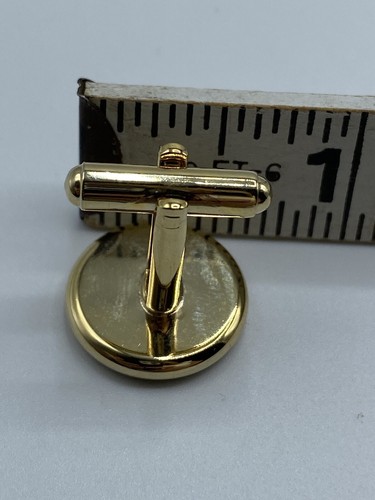 Mens Gold tone Black Round Cuff links Stud Set - Picture 11 of 11