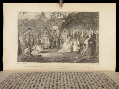 1830 POLYNESIA Missionary Ellis TAHITI South Pacific Hawaii Islands MAP 2v - Foto 19 di 24