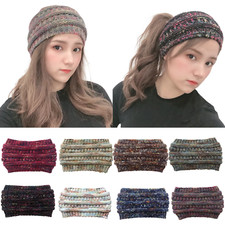 Knitted ponytail wool headband