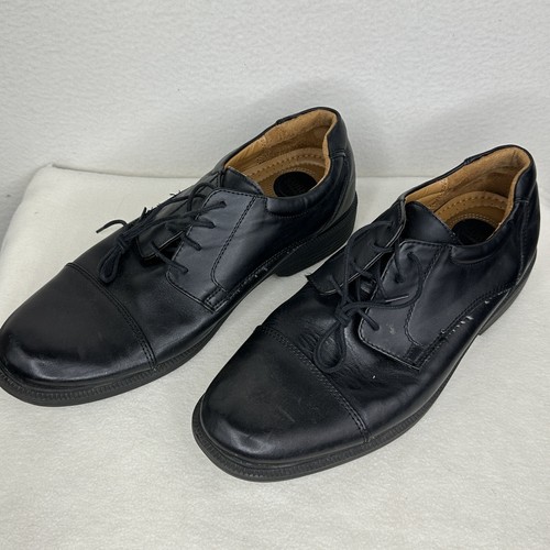 Croft & Barrow Men's Size 12M Black Leather Dress Shoe Langley Style Cap Toe EUC