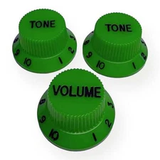 AxLabs Strat-Style Knob Set (3), Green with Black Font