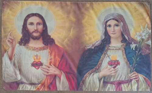 Jesus and Mary Flag 5'x3' With 2 Eyelets - Picture 1 of 5