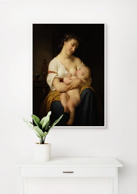 Hugues Merle: Mutter und Kind. Fine Art Giclée Museum Luxus Geschenk Druck/Poster