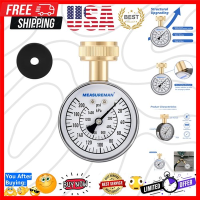 #ad Water Pressure Gauge 0 200 PSI Water Pressure Tester with 2 1 2 Inch Dial amp; ... $11.59