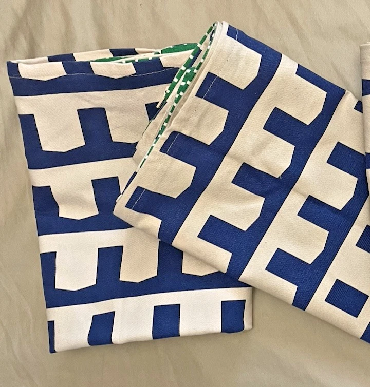 Lote 2 IKEA SKÄRBLAD Almohada Cojín Cremallera Funda Falsa Azul Verde Algodón 20"x20" Foto 3 de 4