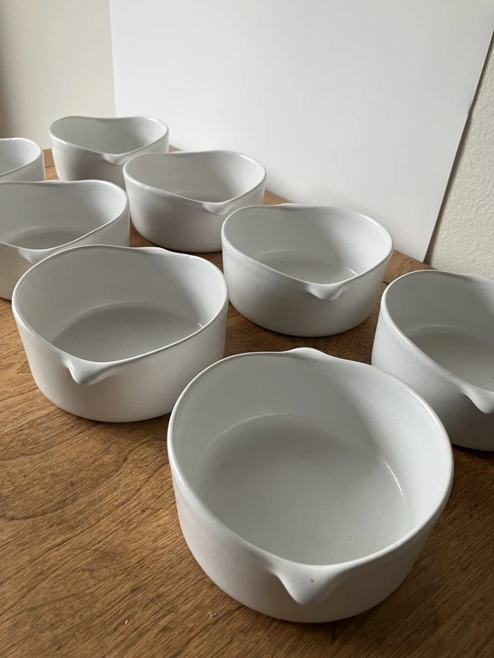 8 bowls Bennington Potters 1641 set matte white lot mid century modern Vermont - Image 4 of 4