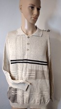 Herren Polo Strickpullover Gr.M Grau Beige Feinstrick Pulli Restposten