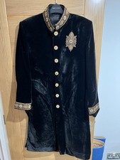 Mens sherwani kameez, black with gold embroidery for weddings, valima,engagement