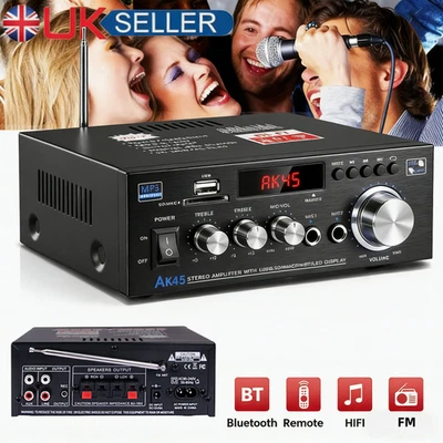 600W bluetooth Stereo Amplifier Amp HIFI Audio Radio 2CH USB AUX FM Car Home - Image 1 of 4