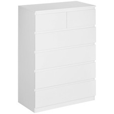 HOMCOM Cassettiera 6 Cassetti in Legno Truciolato 80x39x115 cm Bianca