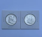 Ben Franklin Half Dollars 1963-D Lot of 2 AU Great Condition 90% silver US coins
