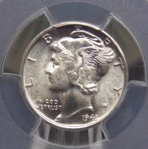 1943 "S" Mercury SILVER Dime 10c PCGS MS66 FB #961 *FULL BANDS* Unc BU ECC&C Inc