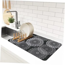  Dish Drying Mat Super Absorbent Kitchen Counter Mat Rubber 16" x 24" Black