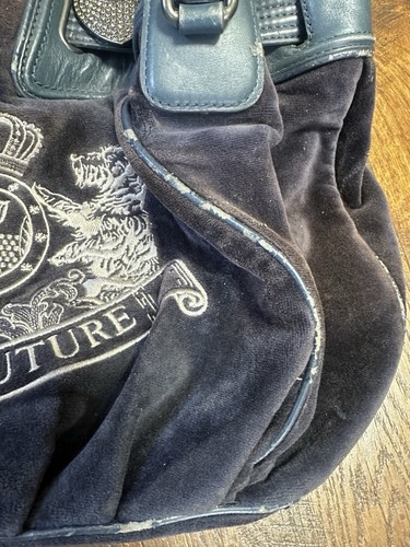 Vintage Juicy Couture Daydreamer Bag Purse Scottie Dog Blue Velour *SEE PHOTOS* - Picture 7 of 24