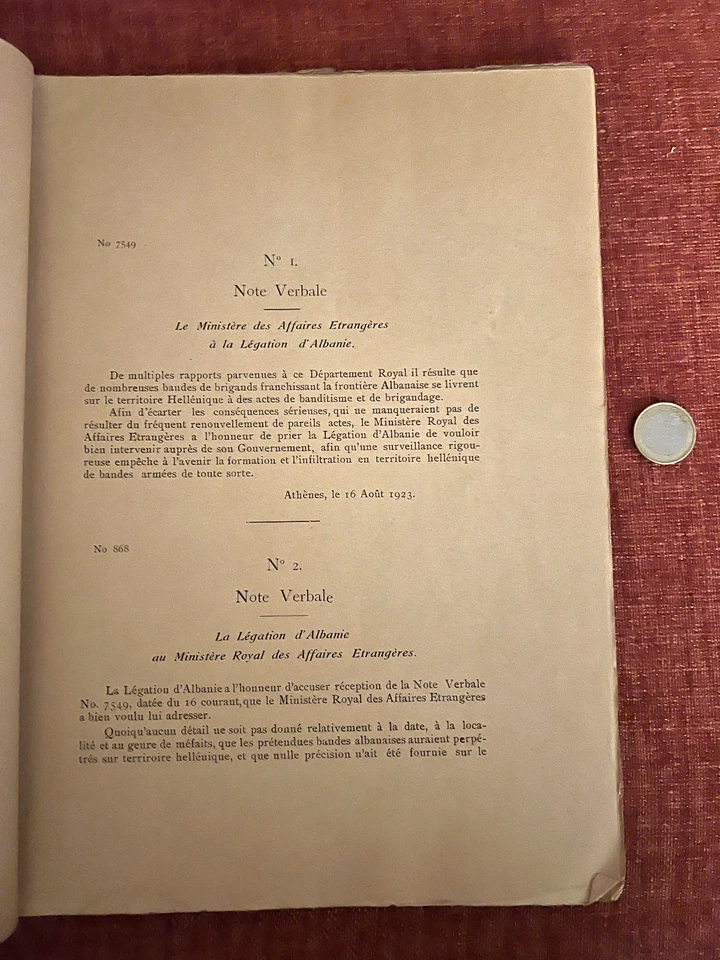 1923 Italo-Greek Diplomatic Documents – Affaire Kakavia, Athens Foreign Affairs - Image 2 of 3