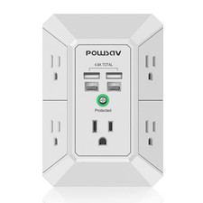 5-Outlet Power Strip with 4 USB Ports - Surge Protector for Home, White