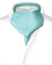 Antonio Ricci ASCOT Solid TURQUOISE BLUE Ribbed Color Cravat Mens Neck Tie