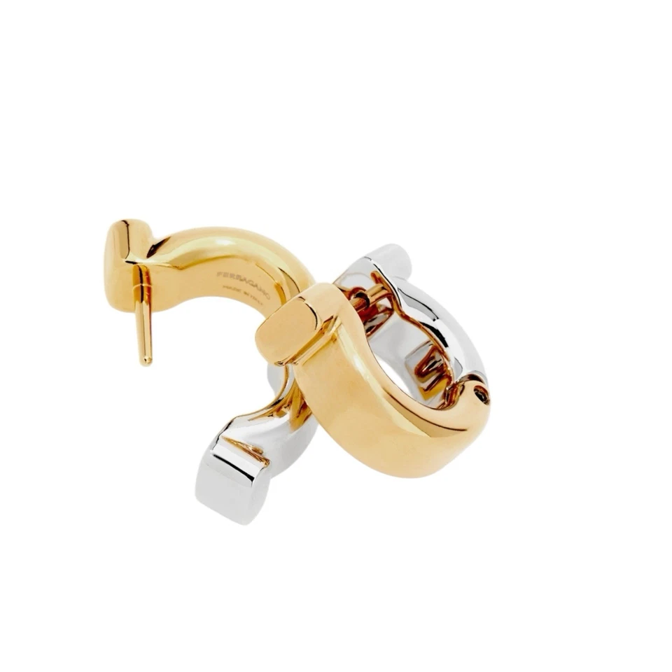 Orecchini donna Salvatore Ferragamo Gancini in ottone e vetro - Immagine 3 di 4