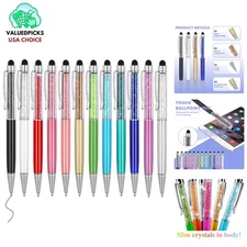 12 Vibrant 2-in-1 Stylus & Ballpoint Pens with Retractable Design